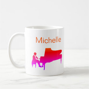 Piano Muziek Noten Script Naam Zwart Wit Coffee M Koffiemok