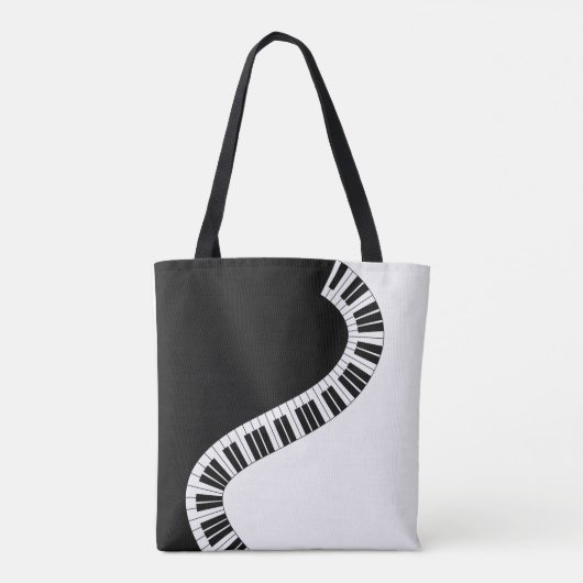 Piano muziek toetsenbord zwart wit muziek leraar tote bag (Achterkant)