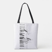 Piano-muziek Tote Bag (Achterkant)