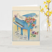 Piano Muziek Verjaardag Wenskaart Kaart (Gele Bloem)