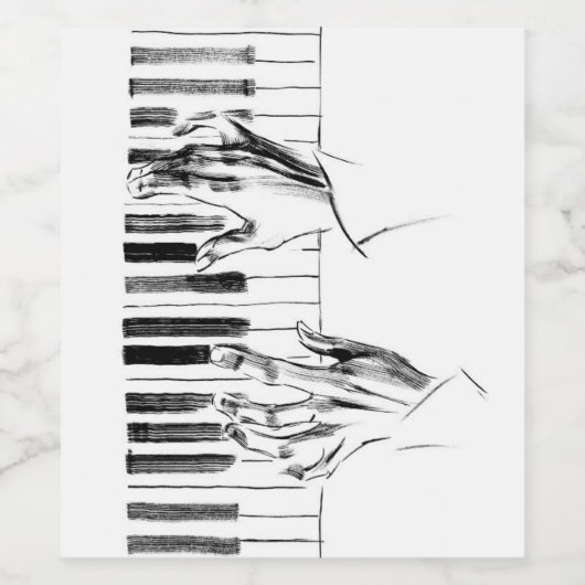 Piano-muziek Wijn Etiket (Enkel label)