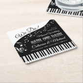 Piano Muziek Zwart & Wit Trouwen Save The Date Kartonnen Onderzetters (Schuin)