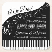 Piano Muziek Zwart & Wit Trouwen Save The Date Kartonnen Onderzetters (Voorkant)