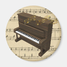 Piano muziekinstrument en bladmuziek magneet