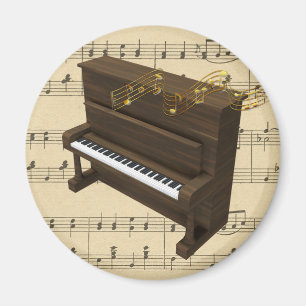 Piano muziekinstrument en bladmuziek magneet
