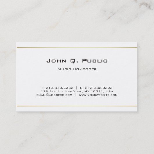 Piano Muziekleraar Composer Professioneel Elegant Visitekaartje (Achterkant)