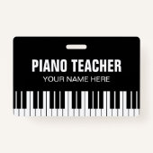 Piano-muziekleraar naam badge met clip (Voorkant)