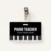Piano-muziekleraar naam badge met clip (Voorkant met clip)