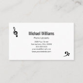 Piano muzieklessen Treble Bass Clef Visitekaartje (Voorkant)
