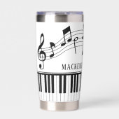 Piano Muzieknote Script Naam Aangepast Geïsoleerde Drinkbeker (Voorkant)