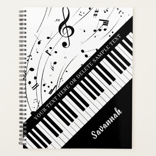 Piano-Muzieknoten - Aangepaste kleuren Planner (Voorkant)