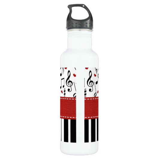 Piano-Muzieknoten BPA-vrij Waterfles (Achterkant)