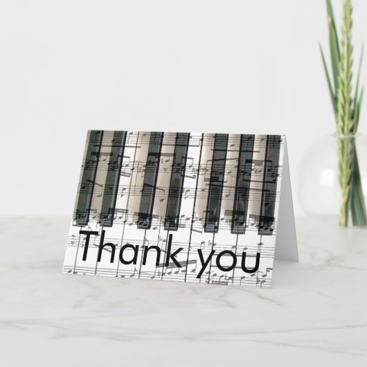 Piano muzieknoten Dank u Bedankkaart (Voorkant)
