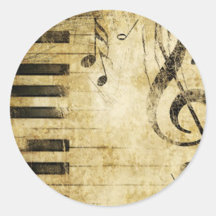 Piano-Muzieknoten Ronde Sticker