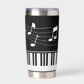 Piano Muzieknoten Script Naam Zwart Wit Custom Geïsoleerde Drinkbeker (Achterkant)