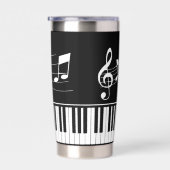 Piano Muzieknoten Script Naam Zwart Wit Custom Geïsoleerde Drinkbeker (Rechts)