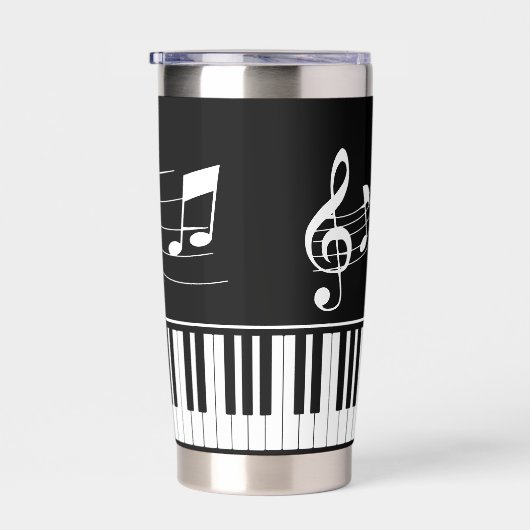 Piano Muzieknoten Script Naam Zwart Wit Custom Geïsoleerde Drinkbeker (Rechts)