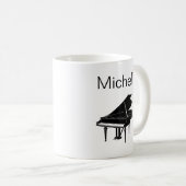 Piano Muzieknoten Script Name Black White Coffee M Koffiemok (Voorkant rechts)