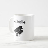 Piano Muzieknoten Script Name Black White Coffee M Koffiemok (Voorkant links)