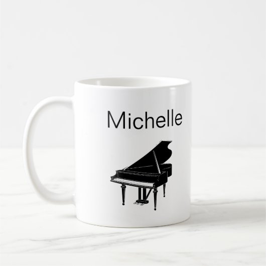 Piano Muzieknoten Script Name Black White Coffee M Koffiemok (Links)