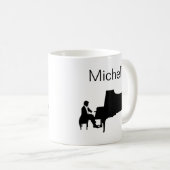 Piano Muzieknoten Script Name Black White Coffee M Koffiemok (Voorkant rechts)