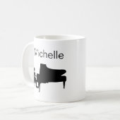 Piano Muzieknoten Script Name Black White Coffee M Koffiemok (Voorkant links)