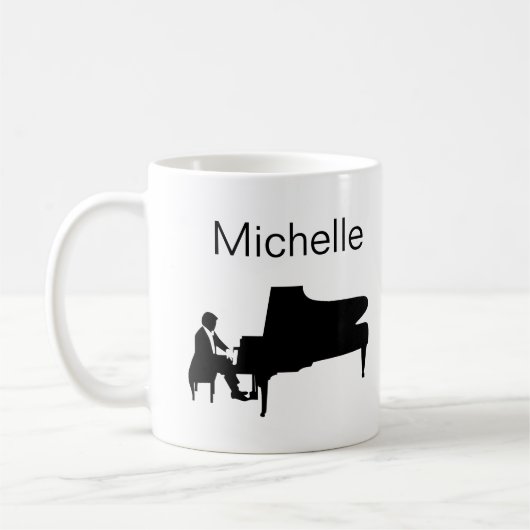 Piano Muzieknoten Script Name Black White Coffee M Koffiemok (Links)