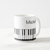 Piano Muzieknoten Script Name Black White Coffee M Koffiemok (Voorkant rechts)