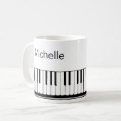 Piano Muzieknoten Script Name Black White Coffee M Koffiemok (Voorkant links)