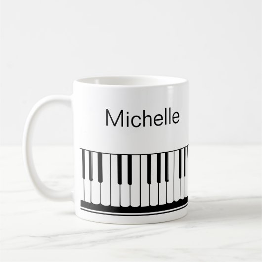 Piano Muzieknoten Script Name Black White Coffee M Koffiemok (Links)