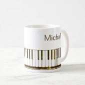 Piano Muzieknoten Script Name Black White Coffee M Koffiemok (Voorkant rechts)