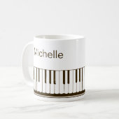 Piano Muzieknoten Script Name Black White Coffee M Koffiemok (Voorkant links)