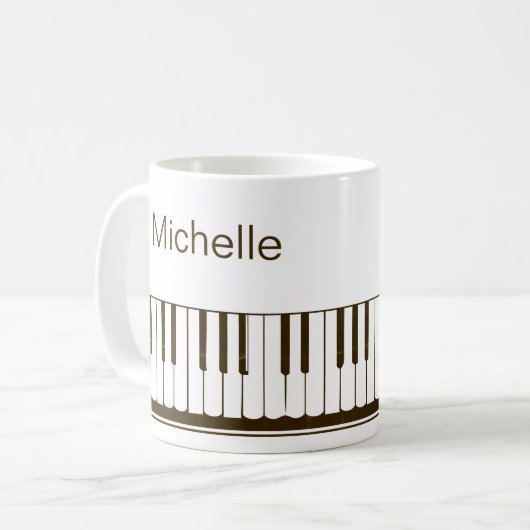 Piano Muzieknoten Script Name Black White Coffee M Koffiemok (Voorkant links)