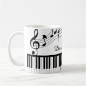 Piano Muzieknoten Script Name Black White Koffiemok (Links)