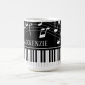 Piano Muzieknoten Script Name Black White Koffiemok (Center)