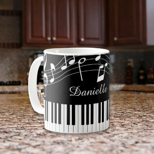 Piano Muzieknoten Script Name Black White Koffiemok