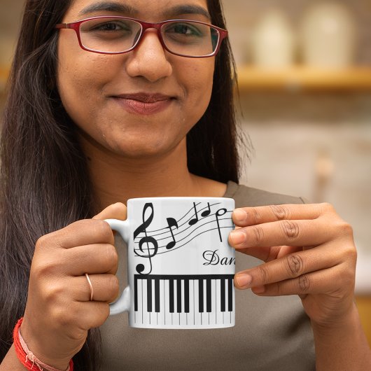 Piano Muzieknoten Script Name Black White Koffiemok