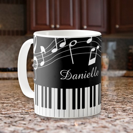 Piano Muzieknoten Script Name Black White Koffiemok