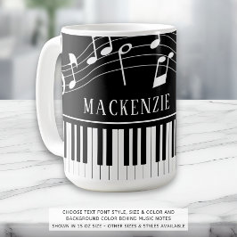 Piano Muzieknoten Script Name Black White Koffiemok