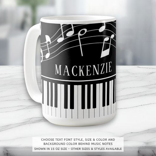 Piano Muzieknoten Script Name Black White Koffiemok