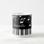 Piano Muzieknoten Script Name Black White Koffiemok (Center)