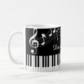 Piano Muzieknoten Script Name Black White Koffiemok (Links)