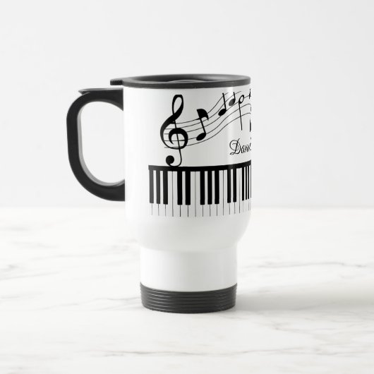 Piano Muzieknoten Script Name Black White Reisbeker (Links)
