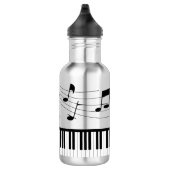 Piano Muzieknoten Script Name Black White Waterfles (Rechts)