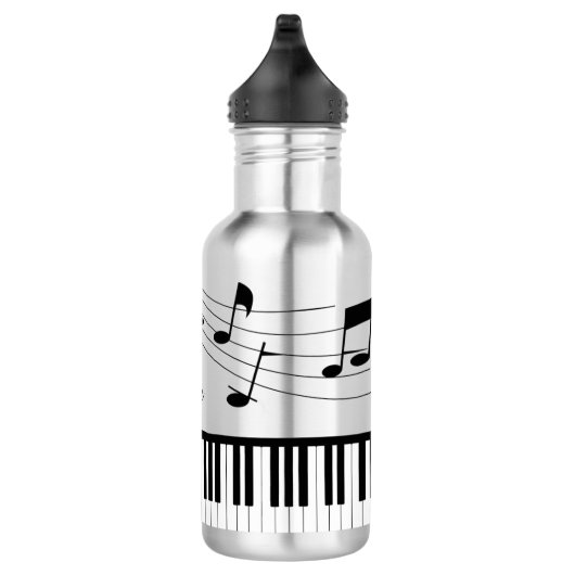 Piano Muzieknoten Script Name Black White Waterfles (Rechts)