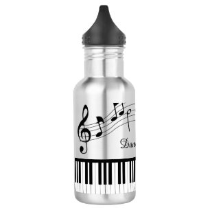 Piano Muzieknoten Script Name Black White Waterfles