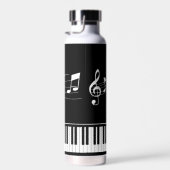 Piano Muzieknoten Script Name Black White Waterfles (Rechts)