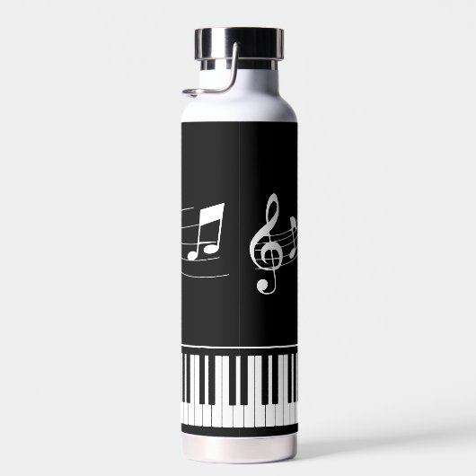Piano Muzieknoten Script Name Black White Waterfles (Rechts)