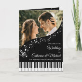 Piano Muzieknoten Zwart & Wit Foto Huwelijk Programma (Voorkant)