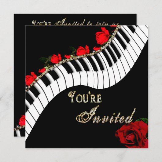 Piano/Muzikale Uitnodiging - Multidoel (Voorkant / Achterkant)